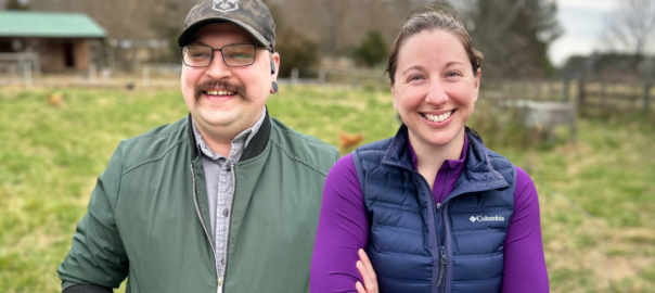 Dr. Jordyn Sthay and Matthew Parisi visiting a farm.